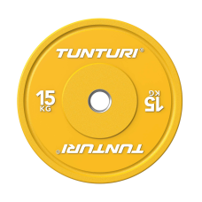 Raskusketas TUNTURI Platinum Bumper Plate, kollane, 50mm, 15 kg